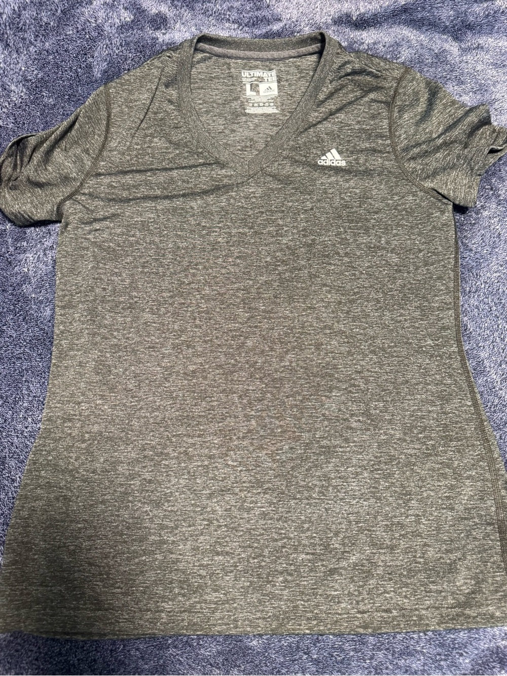 adidas Heather Gray Ultimate Tee - V-Neck Performance Shirt